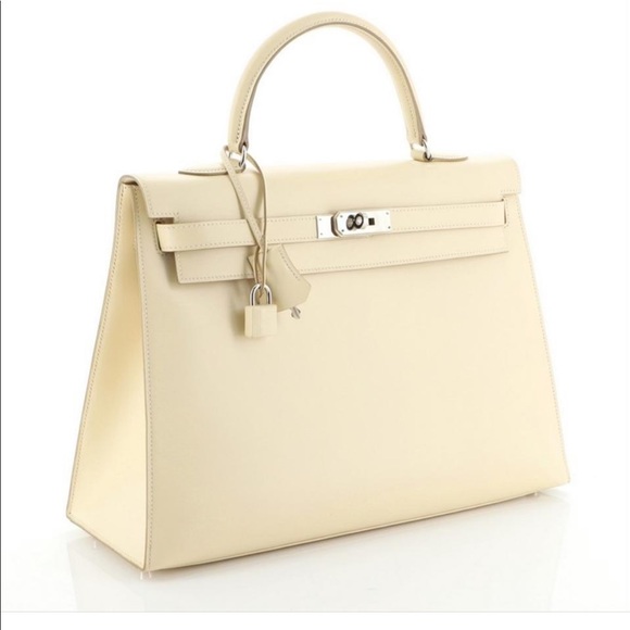 Hermes Handbags - DONATED Hermes Kelly Box Bag Jaune Pale Nepal 35